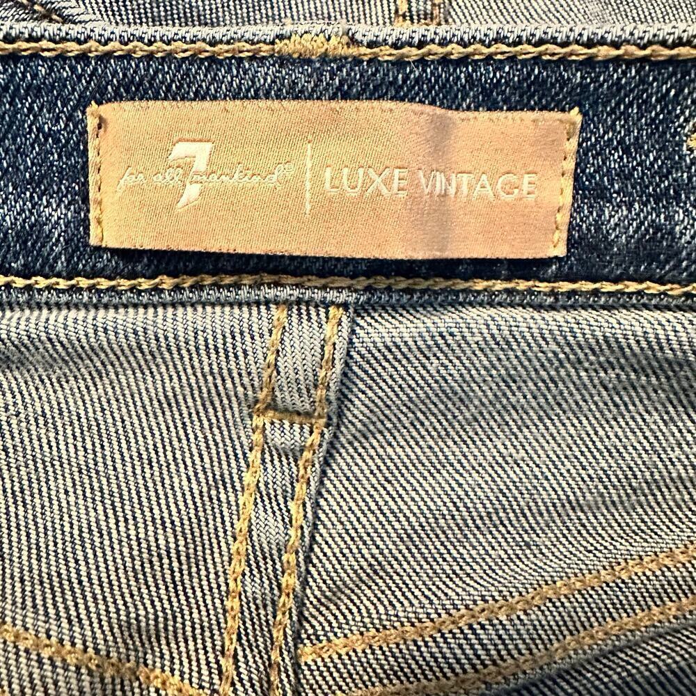 7 For All Mankind High Waist Ankle Skinny Blue Jean Size 28 Luxe Vintage Denim - Picture 4 of 7